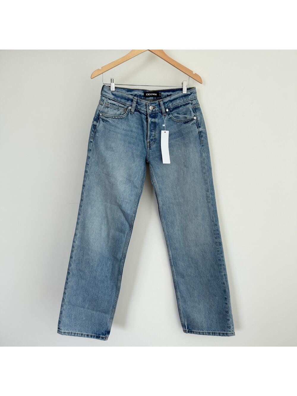 EB Denim Jeans Womens 25 Low Rise Baggy Wide Leg Button Fly 5 Pocket Minimalist